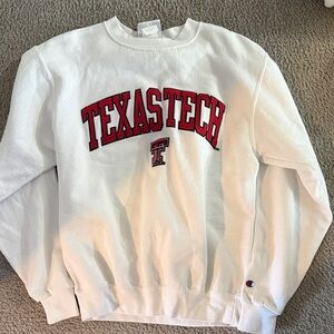 Champion White Crewneck Sweatshirt with Red TEXASTECH Logo